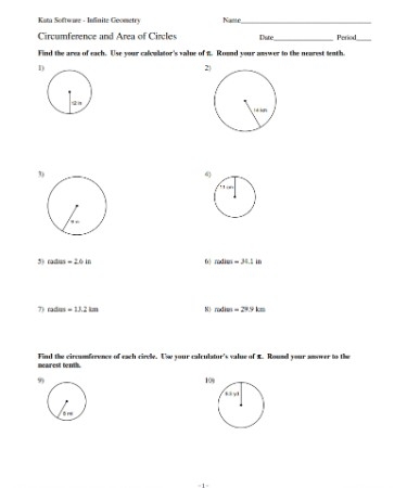 circumference of a circle worksheet pdf