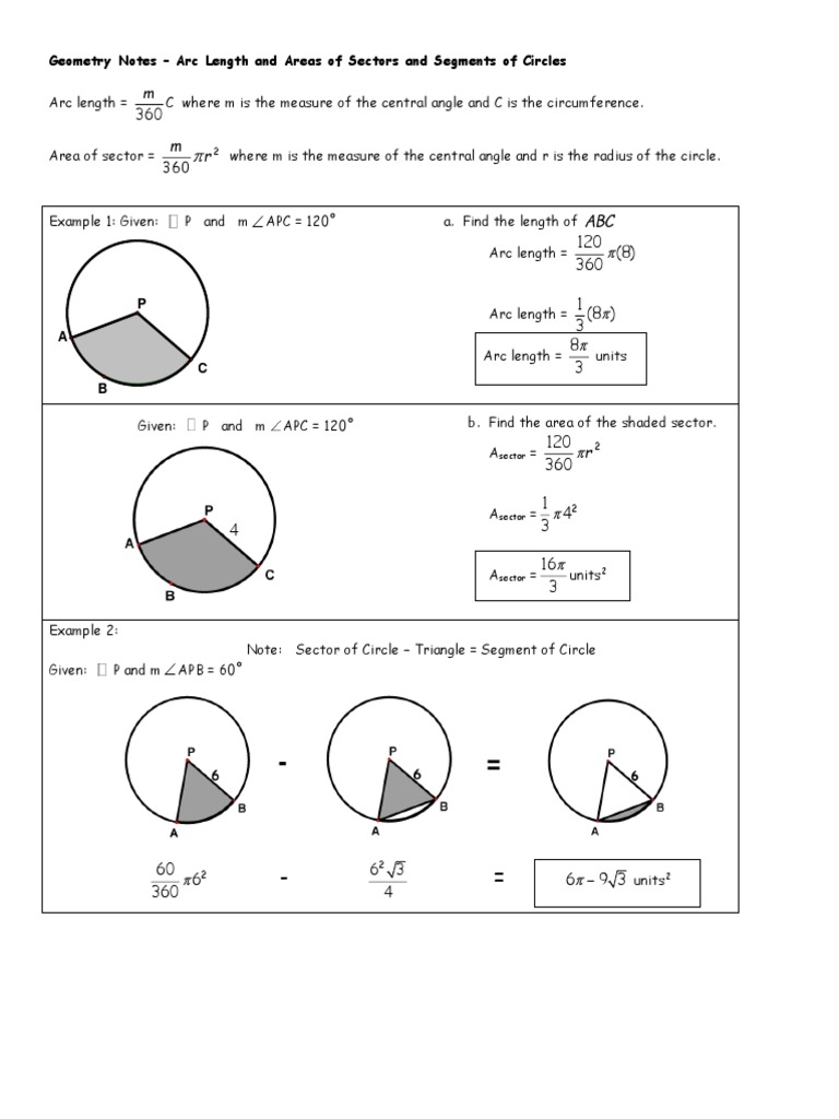 Area Of A Sector Worksheets Worksheets Library