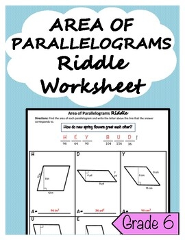 Area Of Parallelograms Riddle Worksheet By Ms Kues Math TPT 