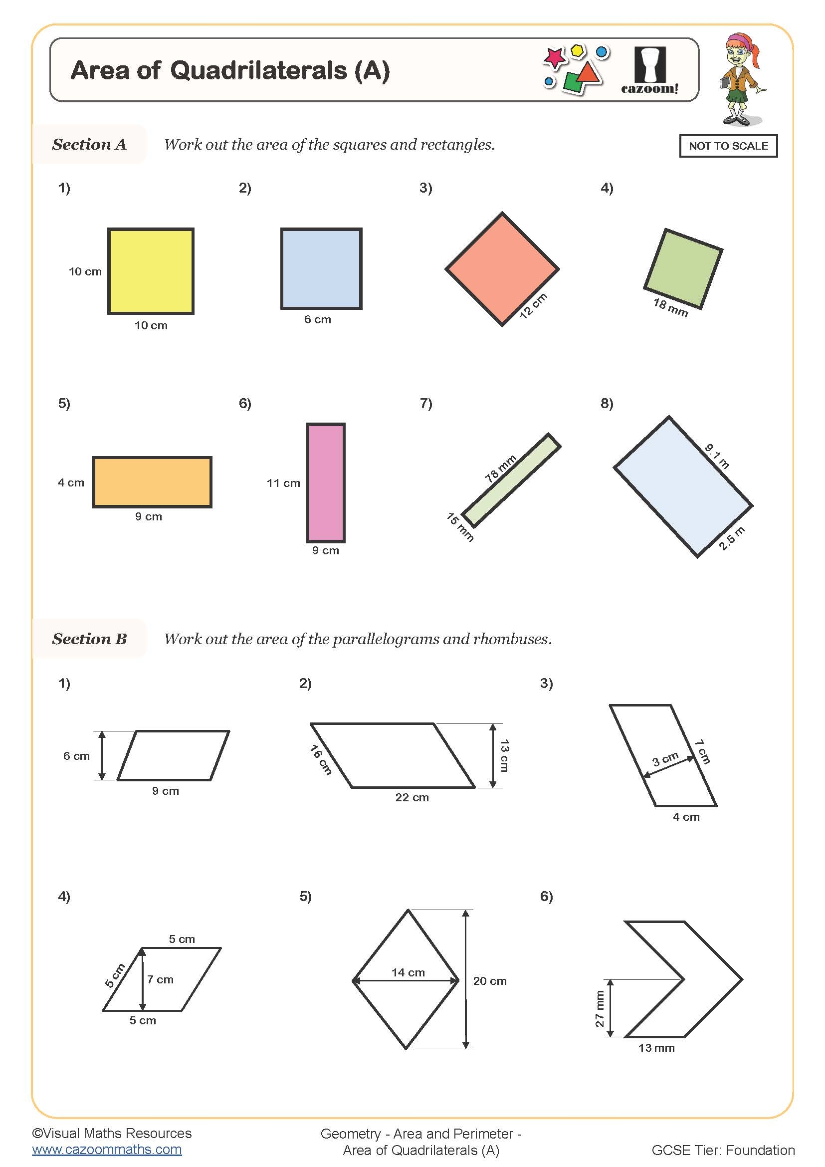 Area Of Quadrilaterals Worksheet Live Worksheets Worksheets Library