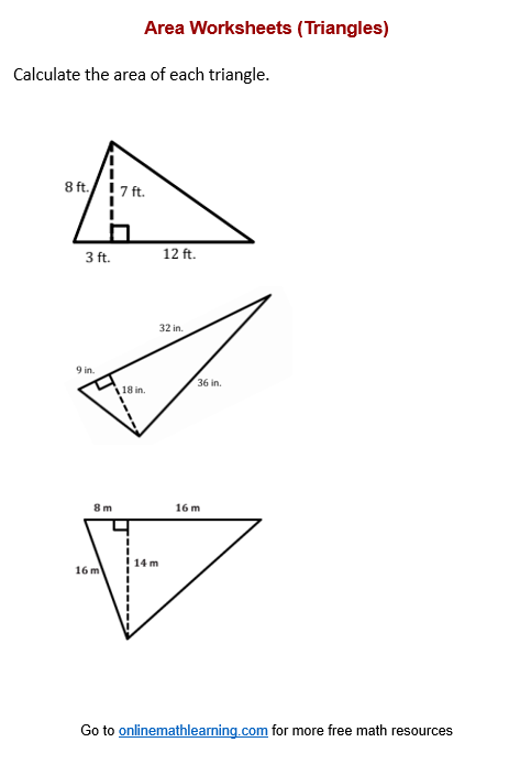 worksheet area triangle