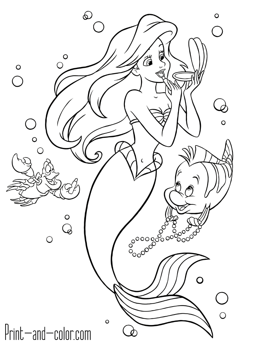 ariel coloring pages free printable