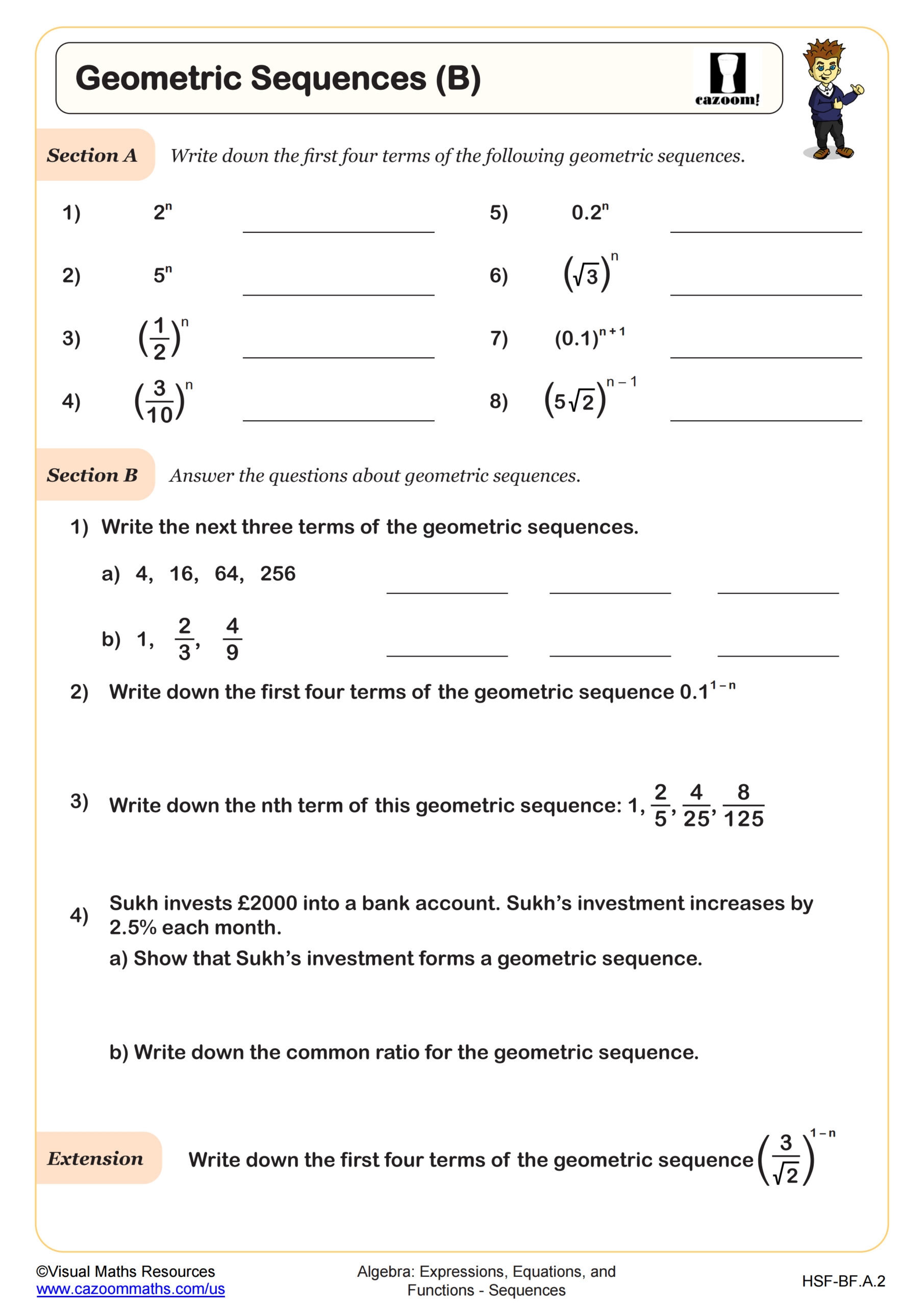 Arithmetic Sequence Or Geometric Sequence Worksheet Live Worksheets