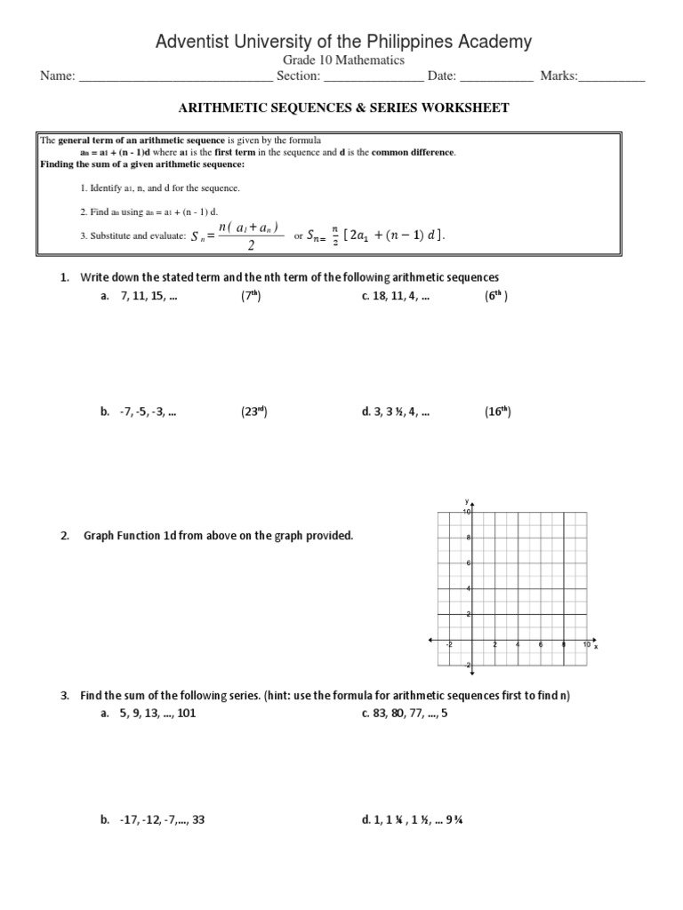 Arithmetic Sequence Worksheets Worksheets Library