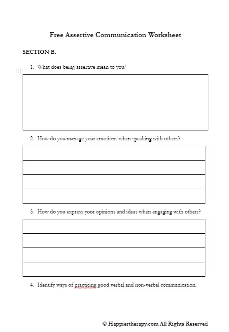 Assertive Communication Worksheets 10 Examples How To Use PDF