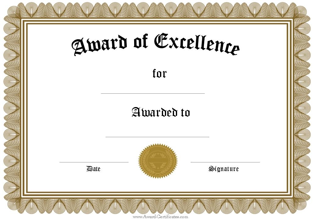 Award Template Word Collection