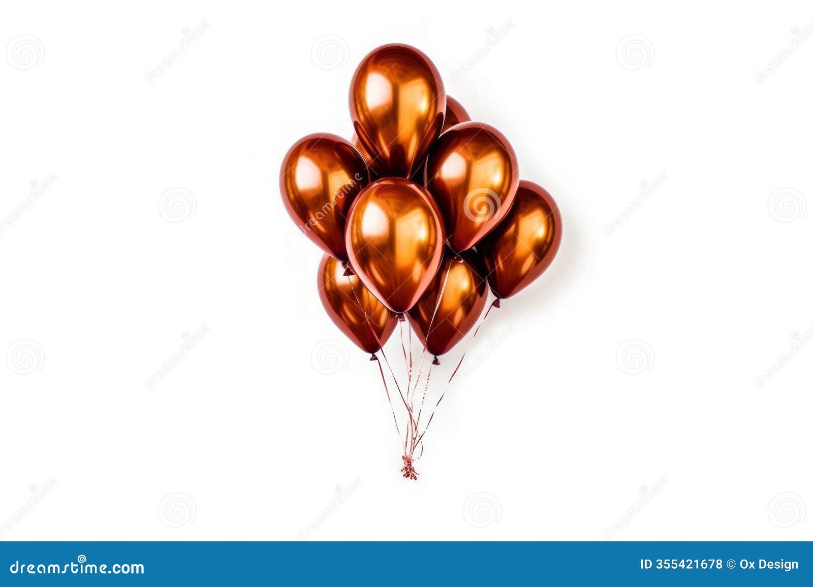 Balloons Isolated On White Background Realistic Bunch Of Helium Golden 