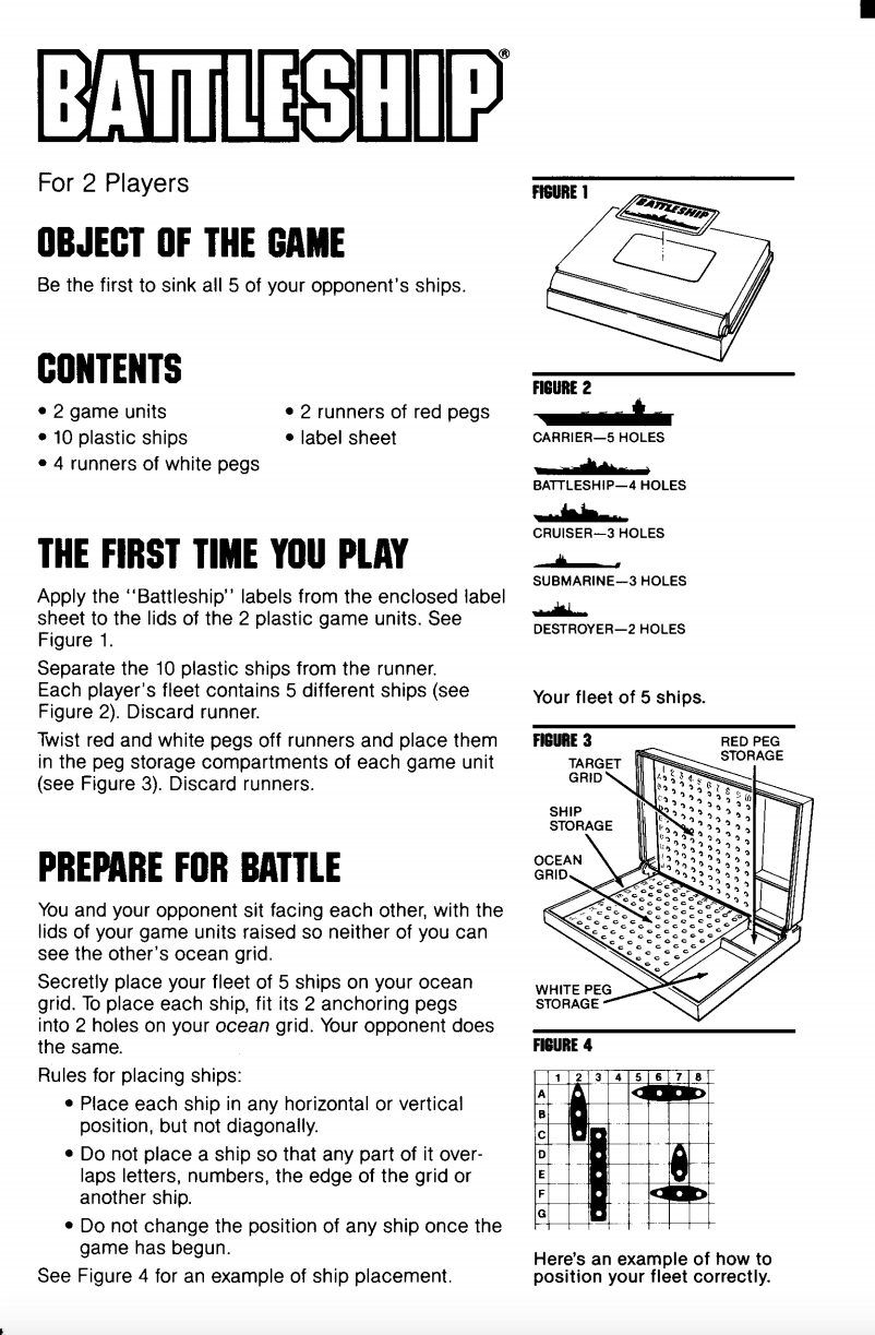 Battleship Board Game Rules Official Game Rules
