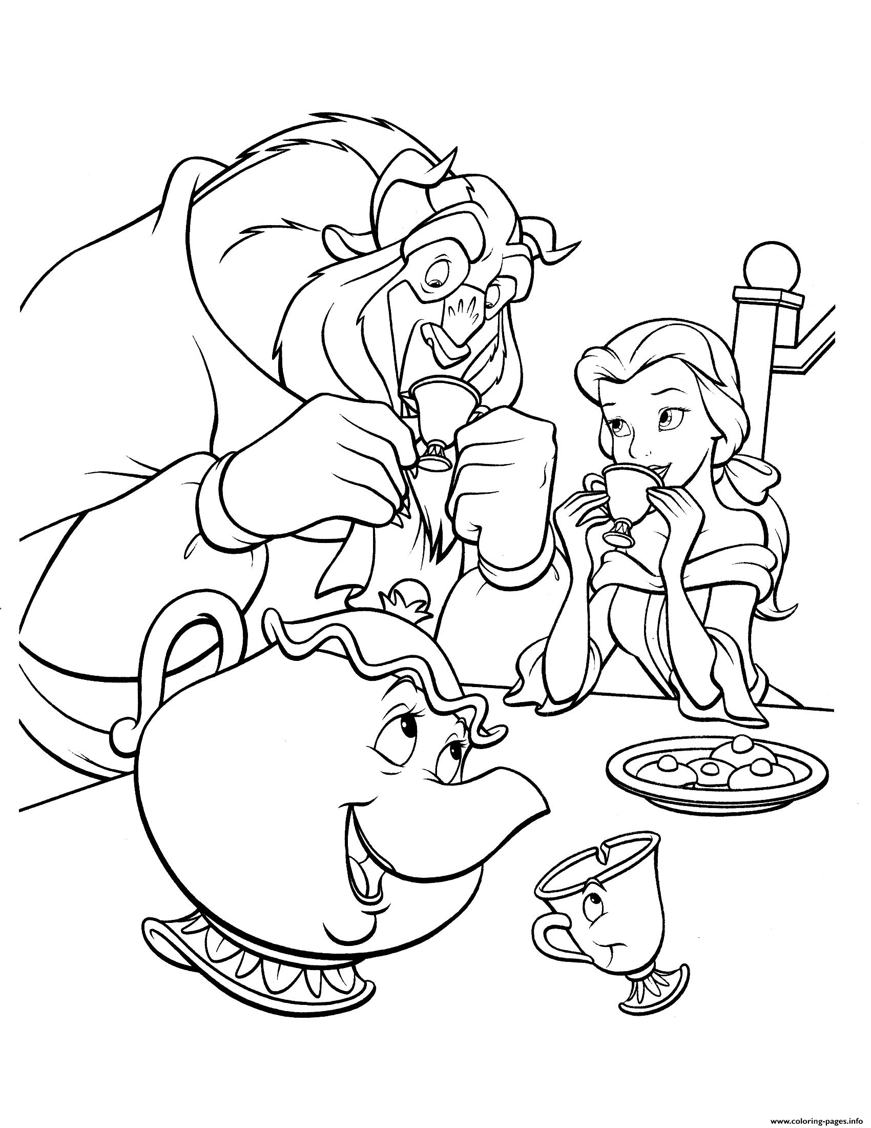 free coloring pages beauty and the beast