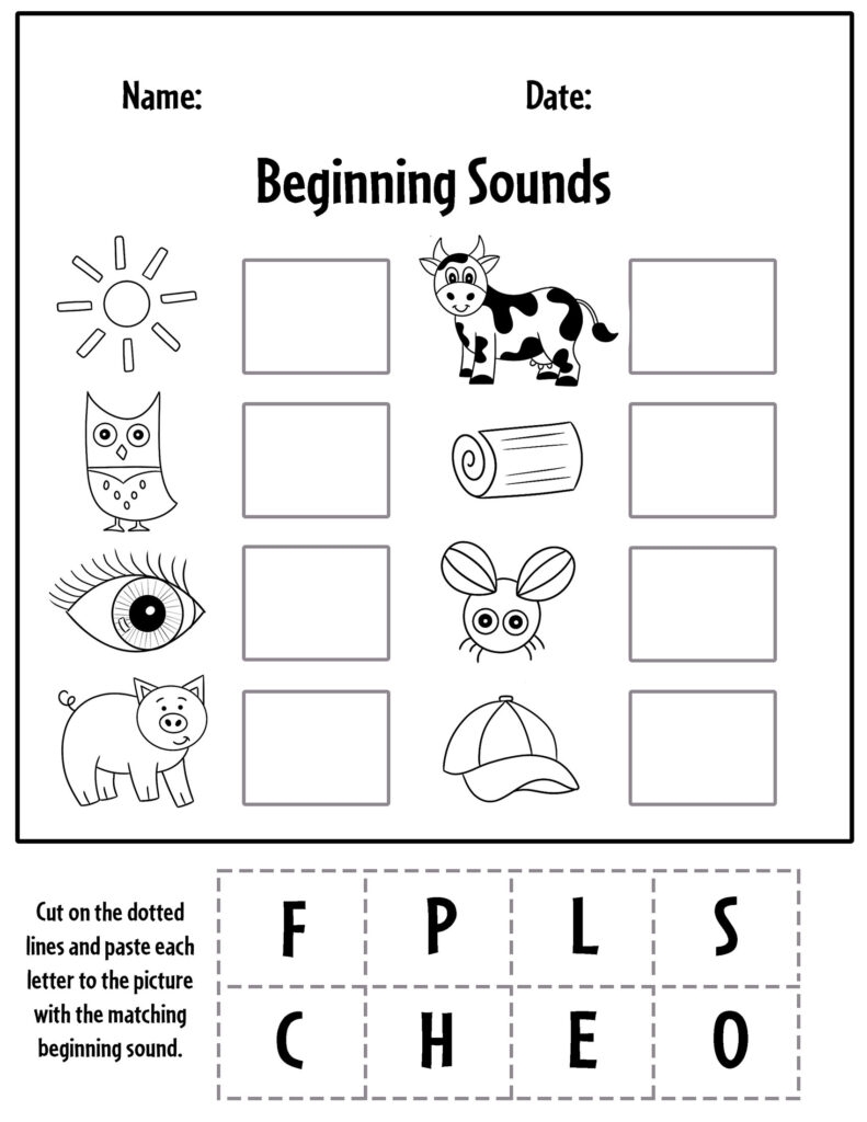 beginning sound worksheets for kindergarten