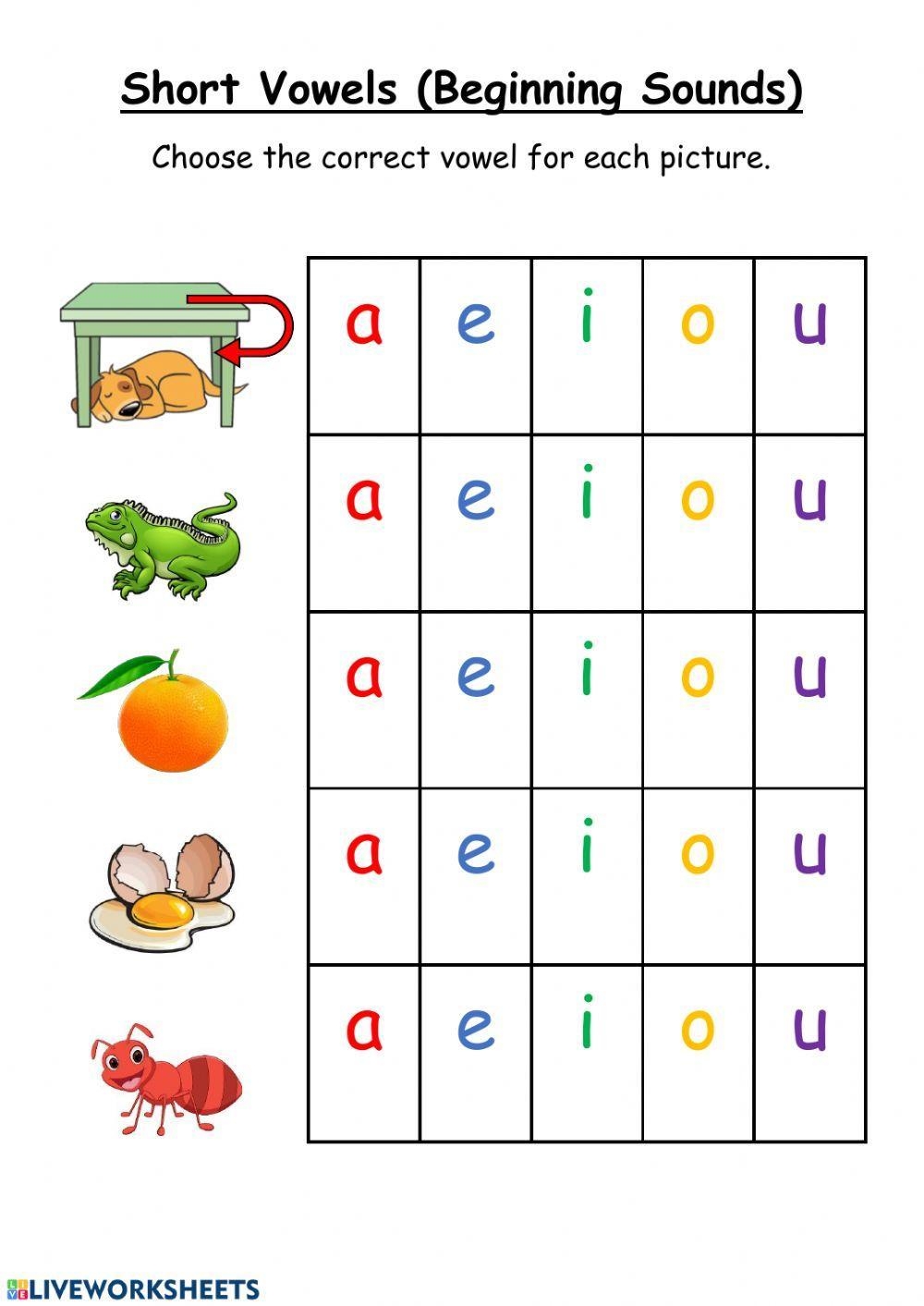 Beginning Sounds Vowels Worksheet Live Worksheets Worksheets Library