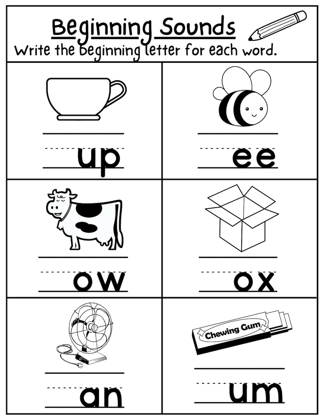 Beginning Sounds Worksheet Free Printable Digital PDF 