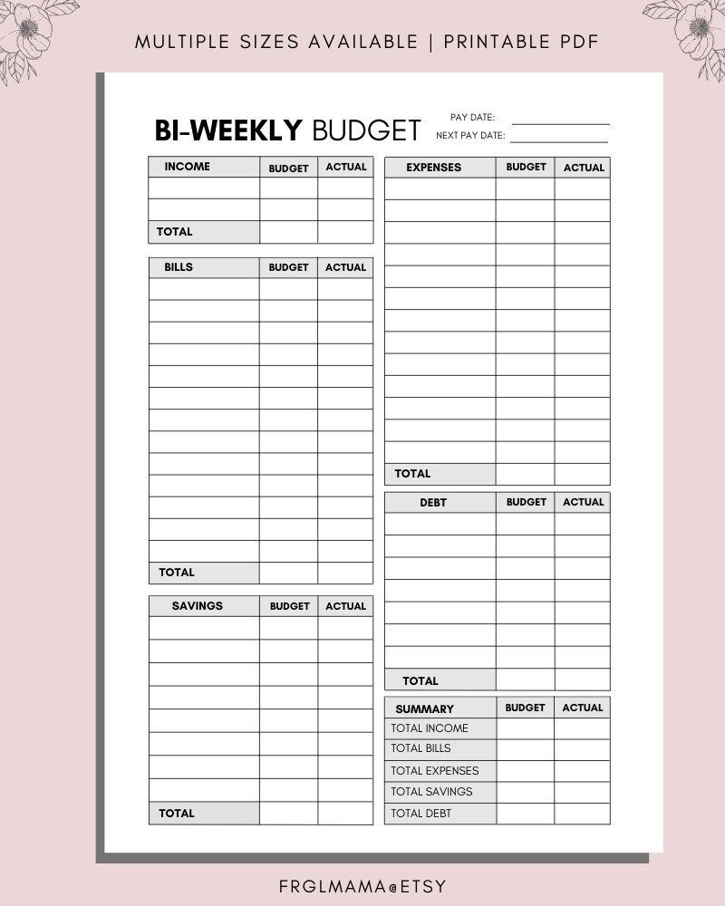 free printable printable budget worksheet pdf