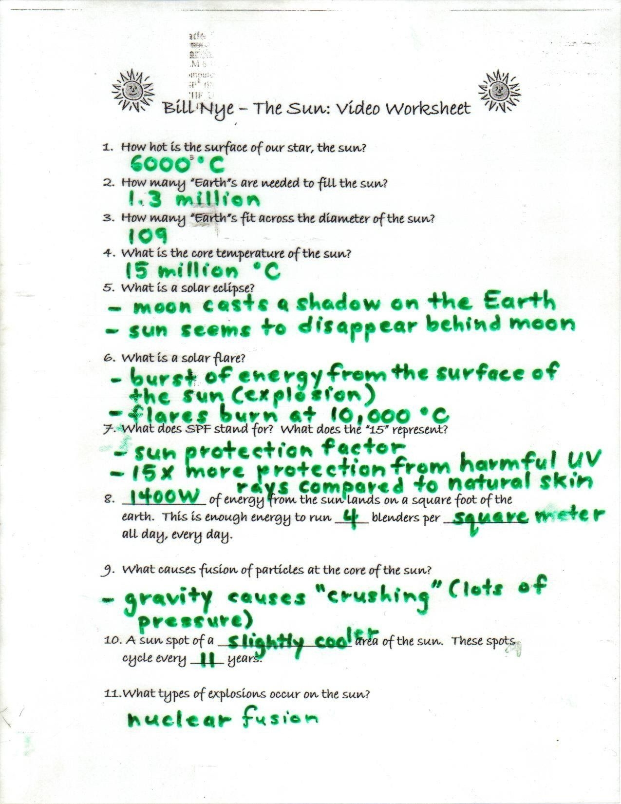 Bill Nye Motion Worksheet Answers