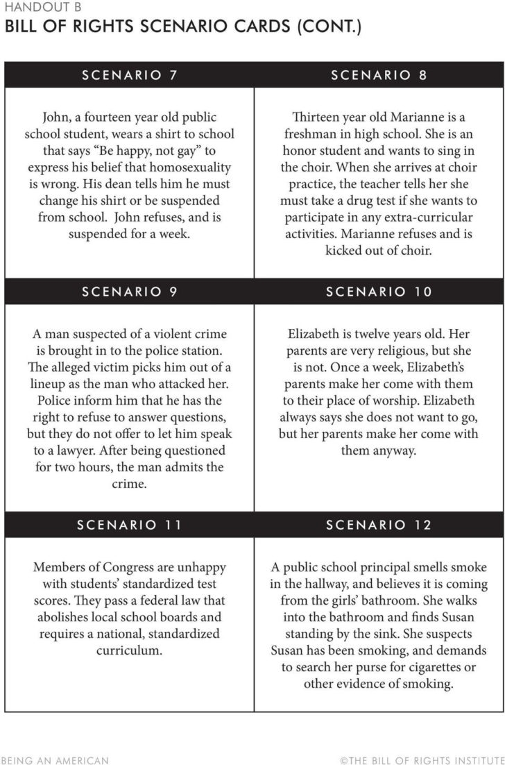 Bill Of Rights Scenarios Worksheet Answer Key Db excel