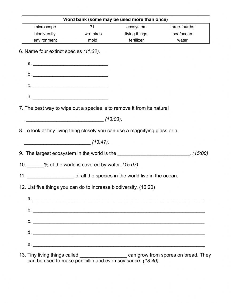 Biodiversity ESL Worksheet By Ms Pint Worksheets Library