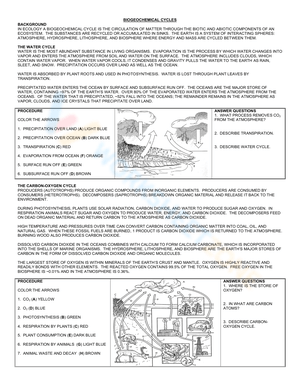 BIOGEOCHEMICAL CYCLES Activity Answer PDF Phosphorus 