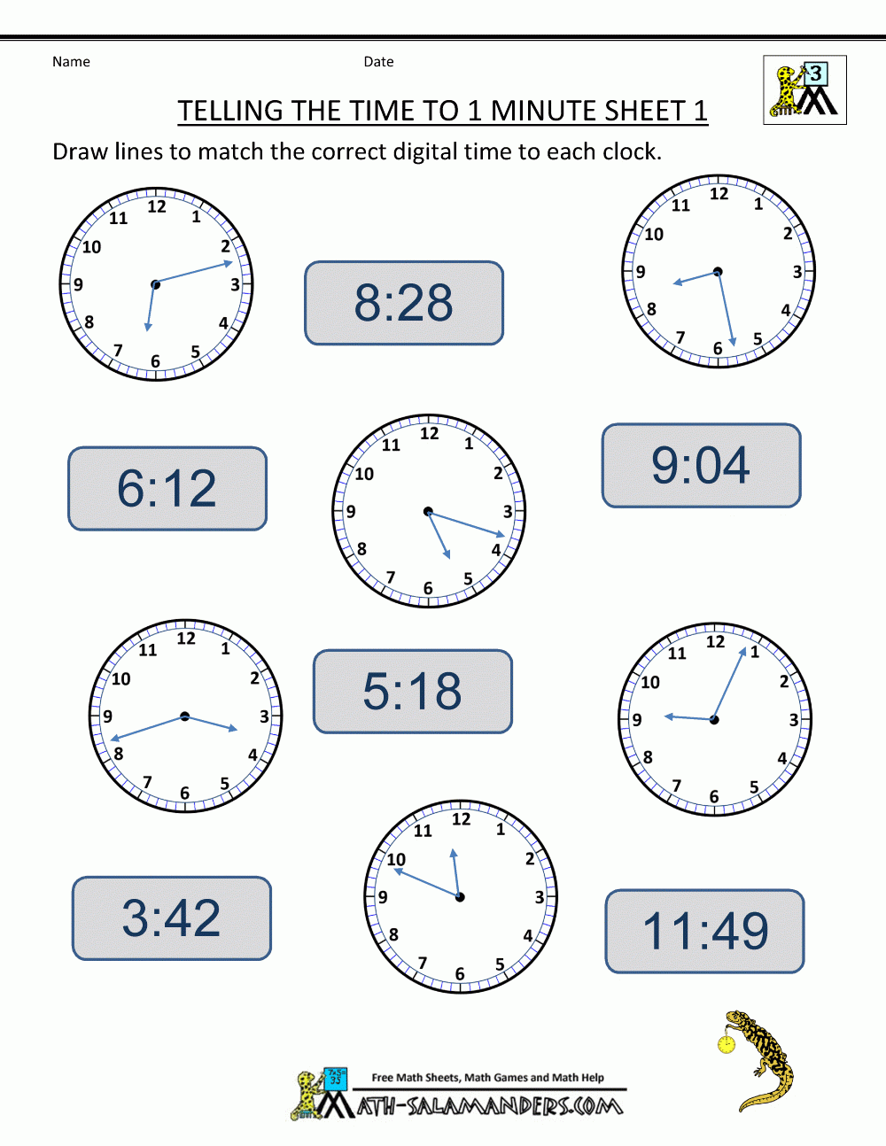 clock worksheets grade 3