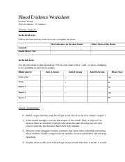 Blood Evidence Worksheet Forensic Analysis For Crime Scene Course Hero