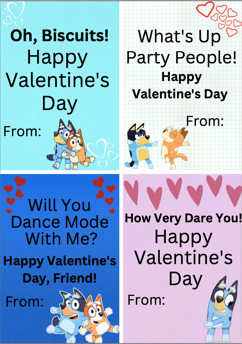 Bluey Valentines Cards Printable Printable Free Templates