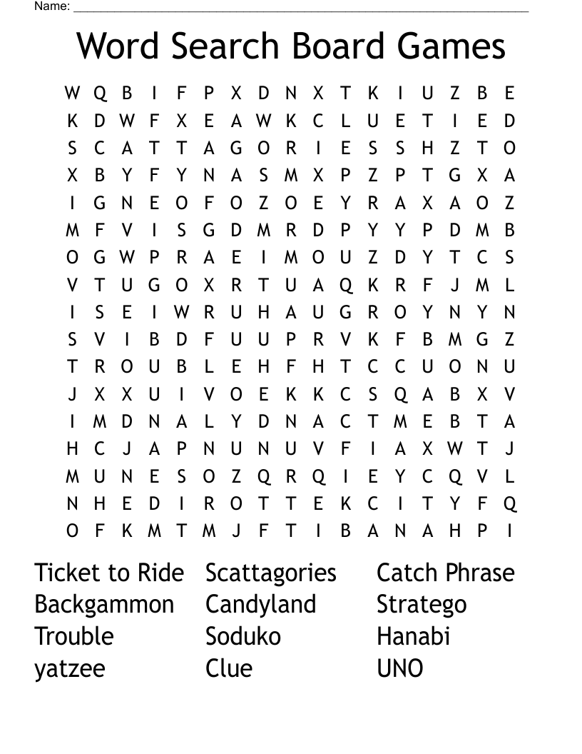 Board Games Word Search Printable Word Search Maker