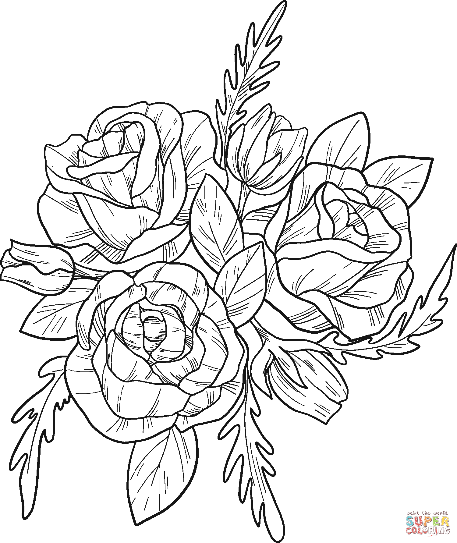 Bouquet Of Roses Coloring Page Free Printable Coloring Pages