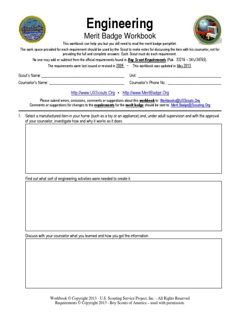 Boy Scout Troop 107 Greensboro NC Aviation Merit Badge Workbook 