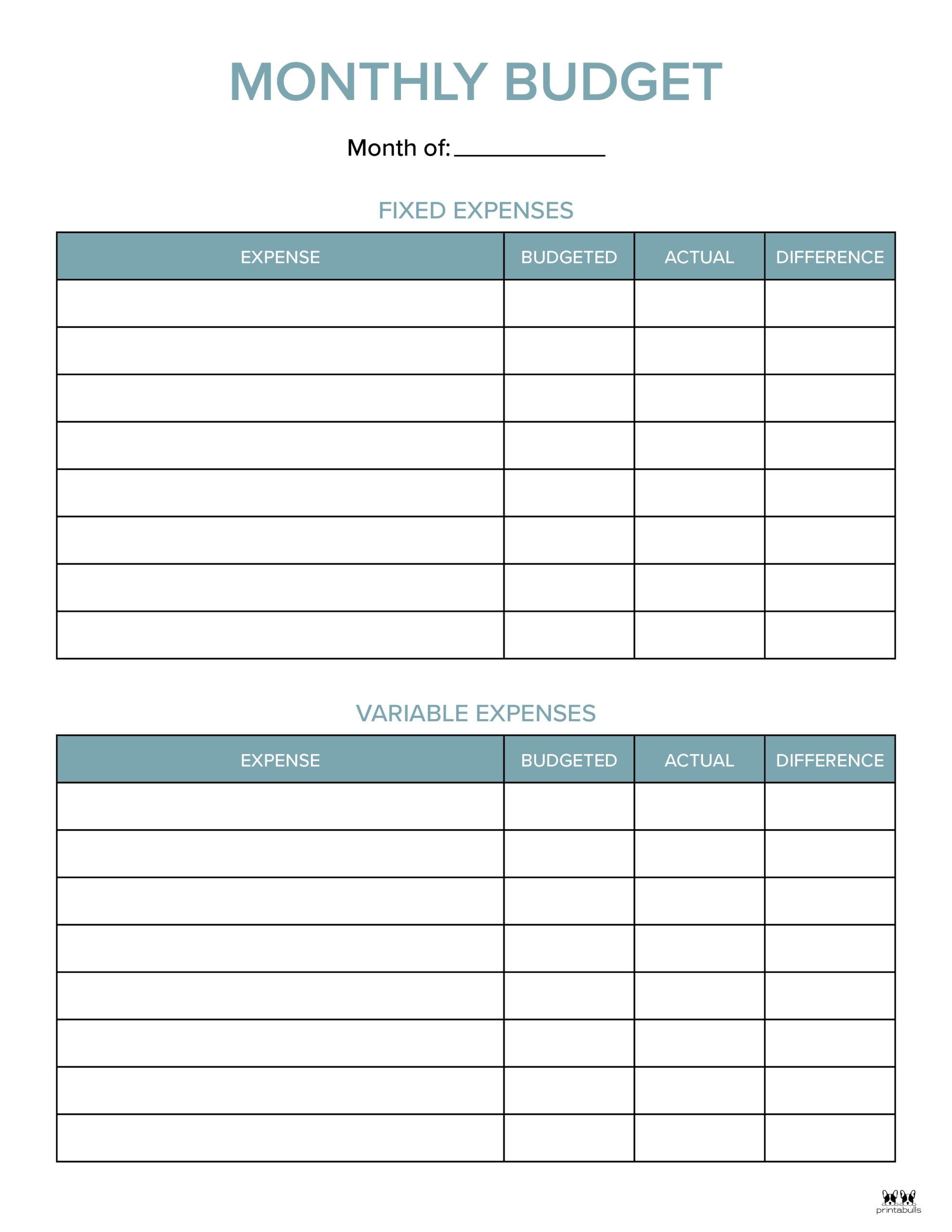 budget planner printables free