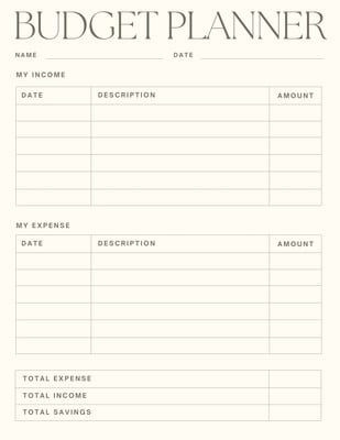 monthly budget planner printable