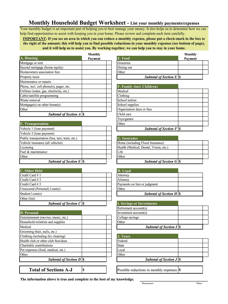 Budget Worksheet Pdf Fill Out Sign Online DocHub