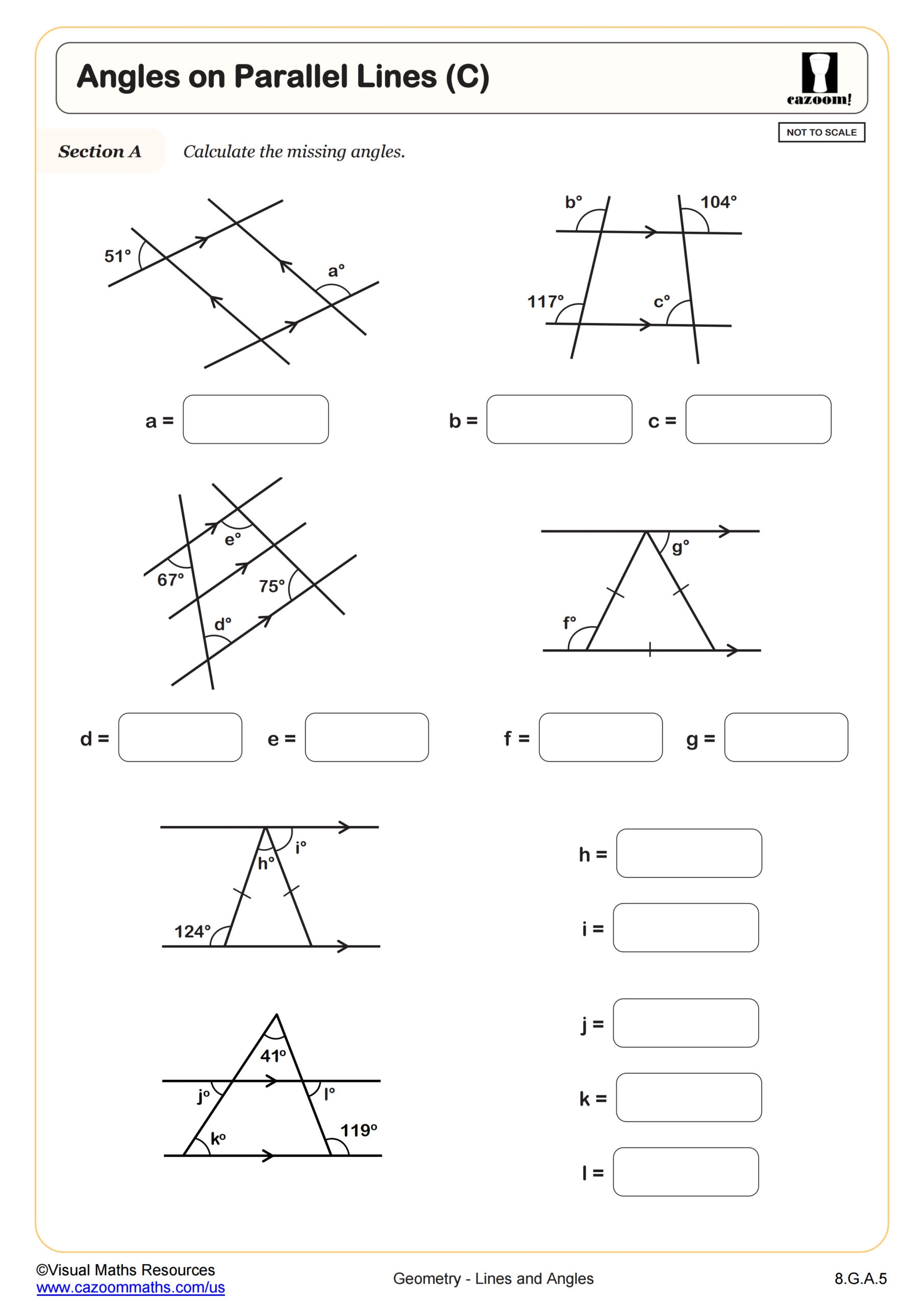 angles formed by a transversal worksheet