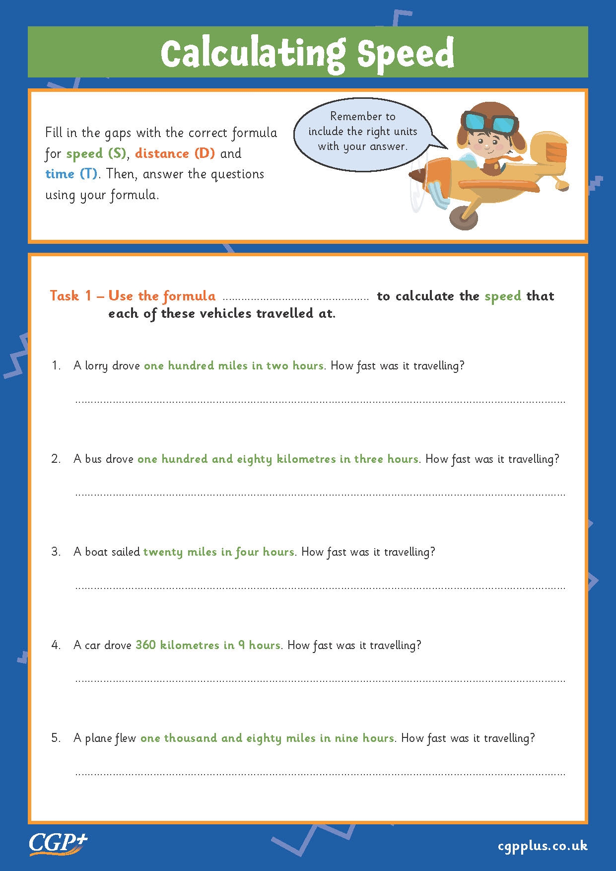 Calculating Speed Stretch Year 6 CGP Plus Worksheets Library