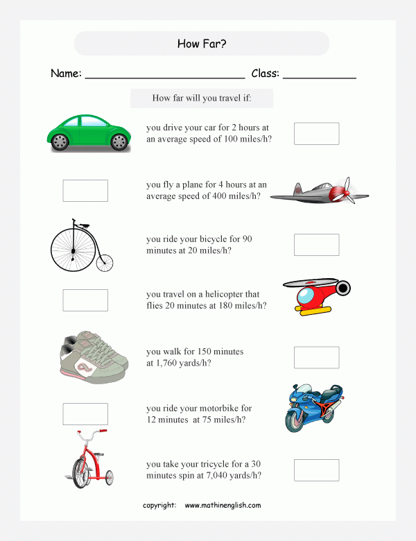Calculating Speed Worksheet