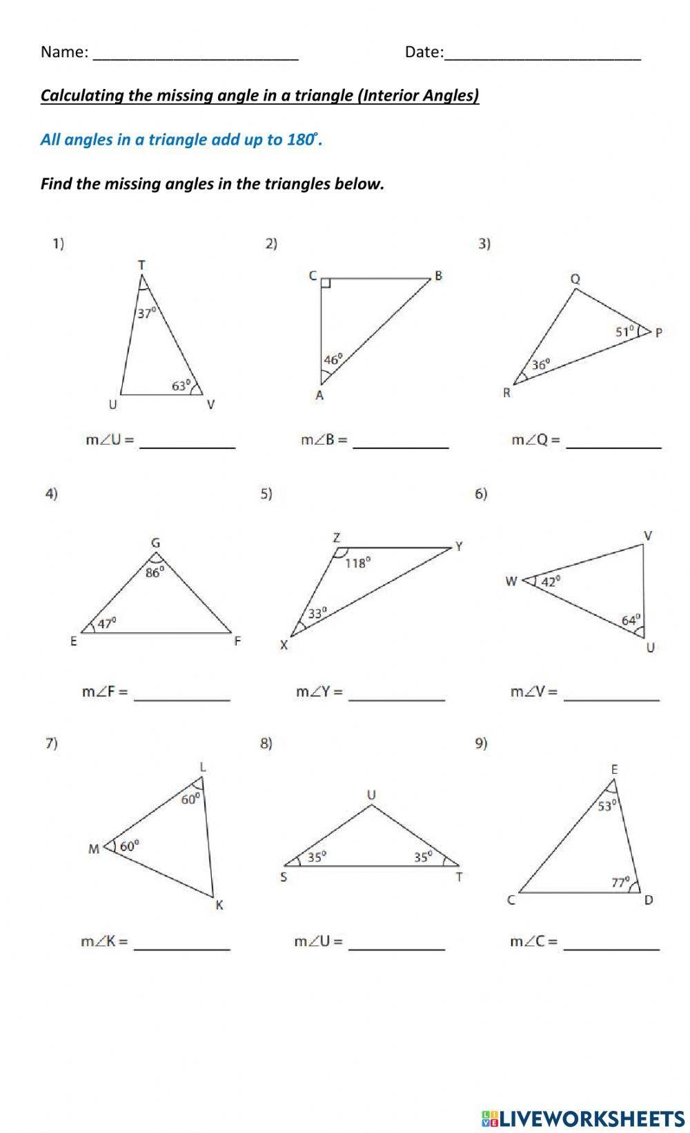 worksheet about triangles