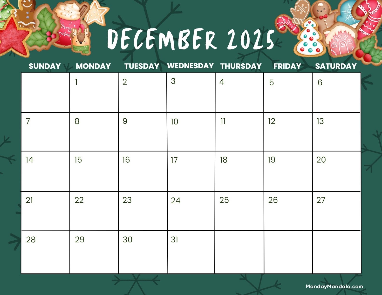 Calendar Dec 2025 And Jan 2025 Printable Coloring Ethan James