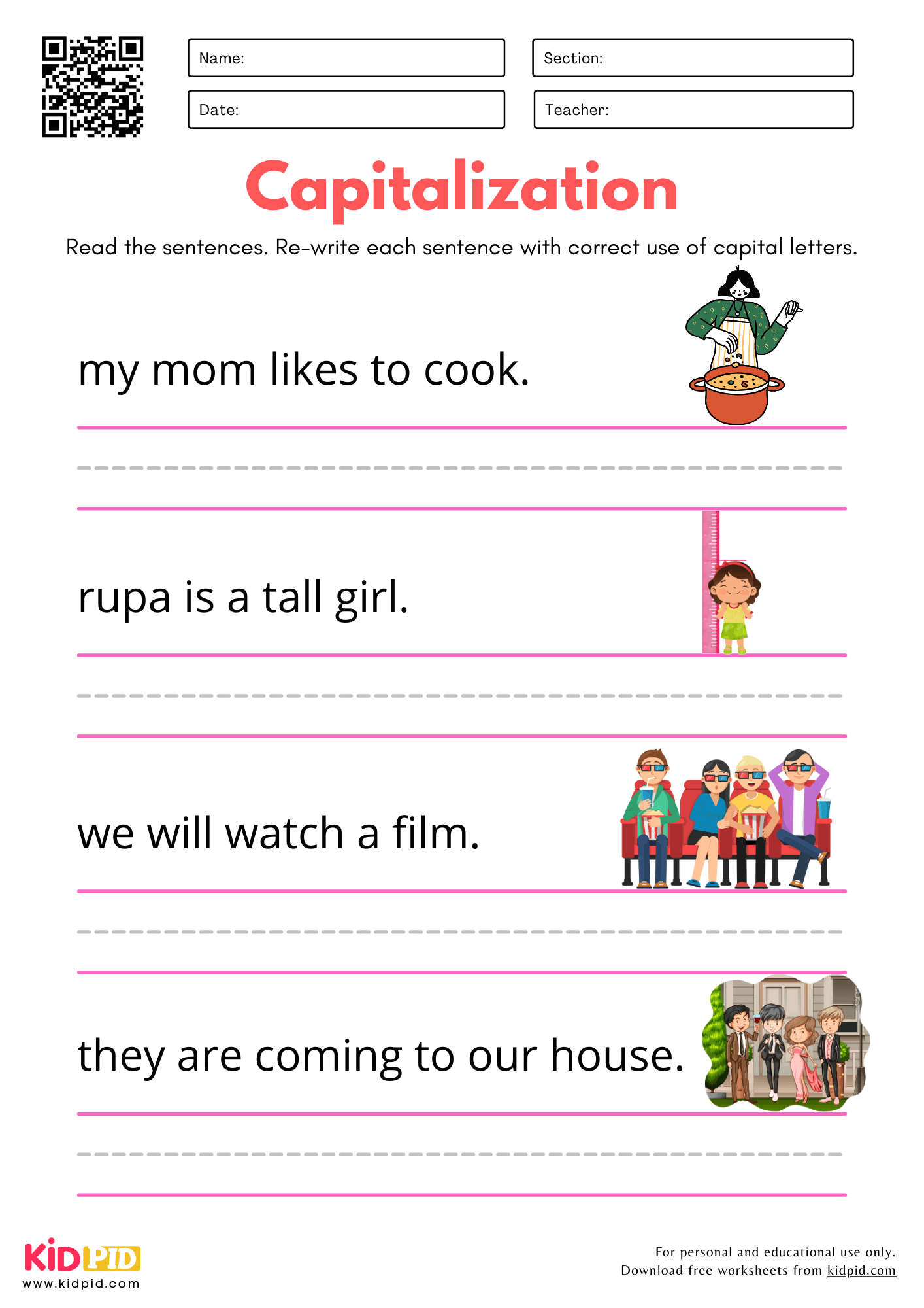 Capitalization Practice Worksheet For Kindergarten Kidpid