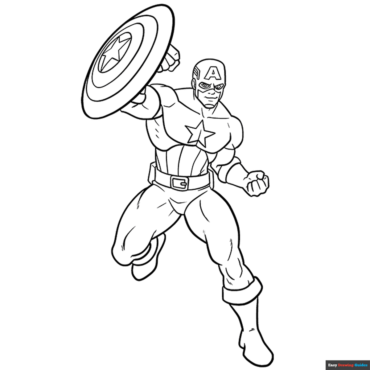 Captain America Coloring Page Easy Drawing Guides