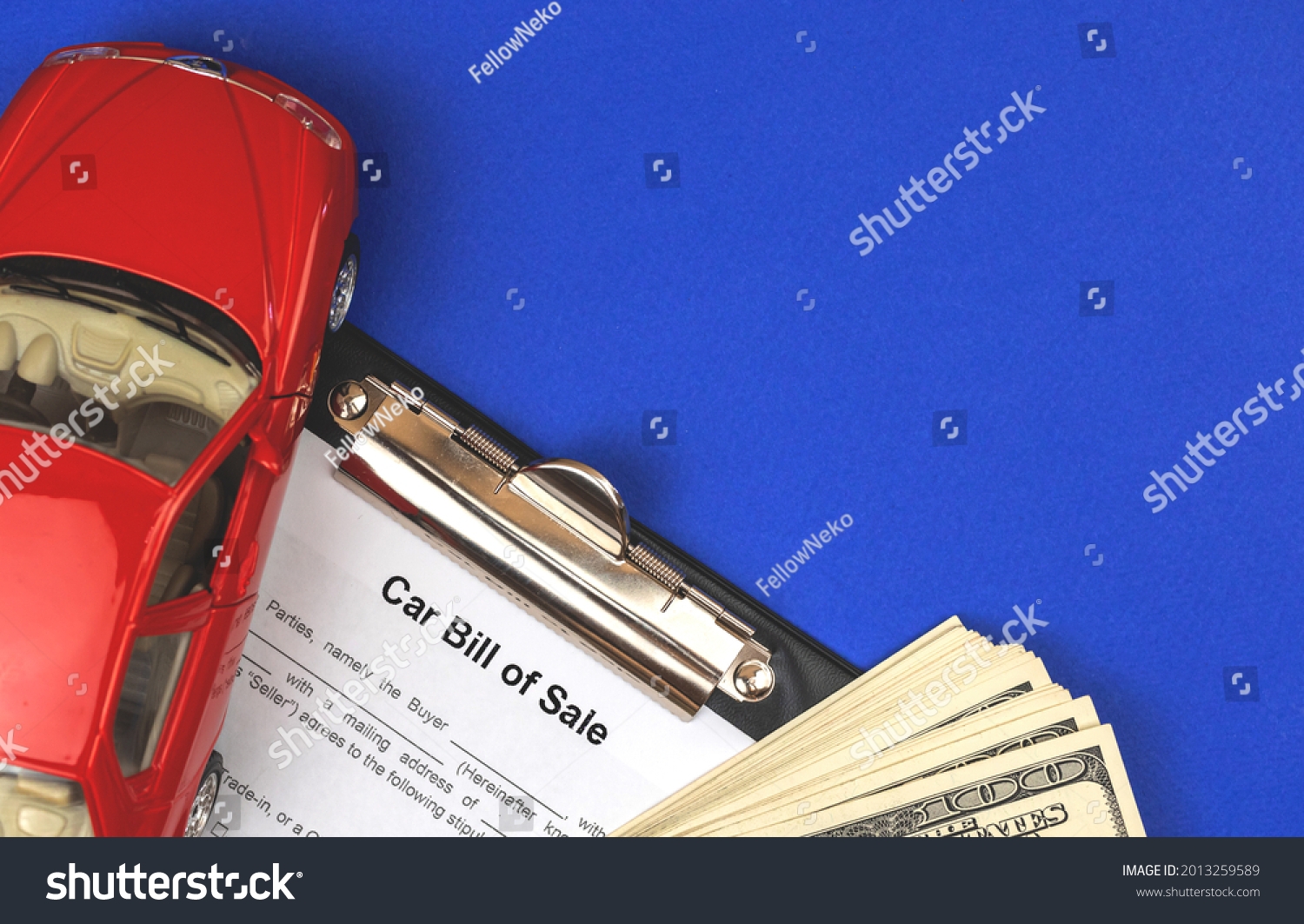 Car Bill Sale Agreement Form Contract Stock Photo 2013259589 Shutterstock