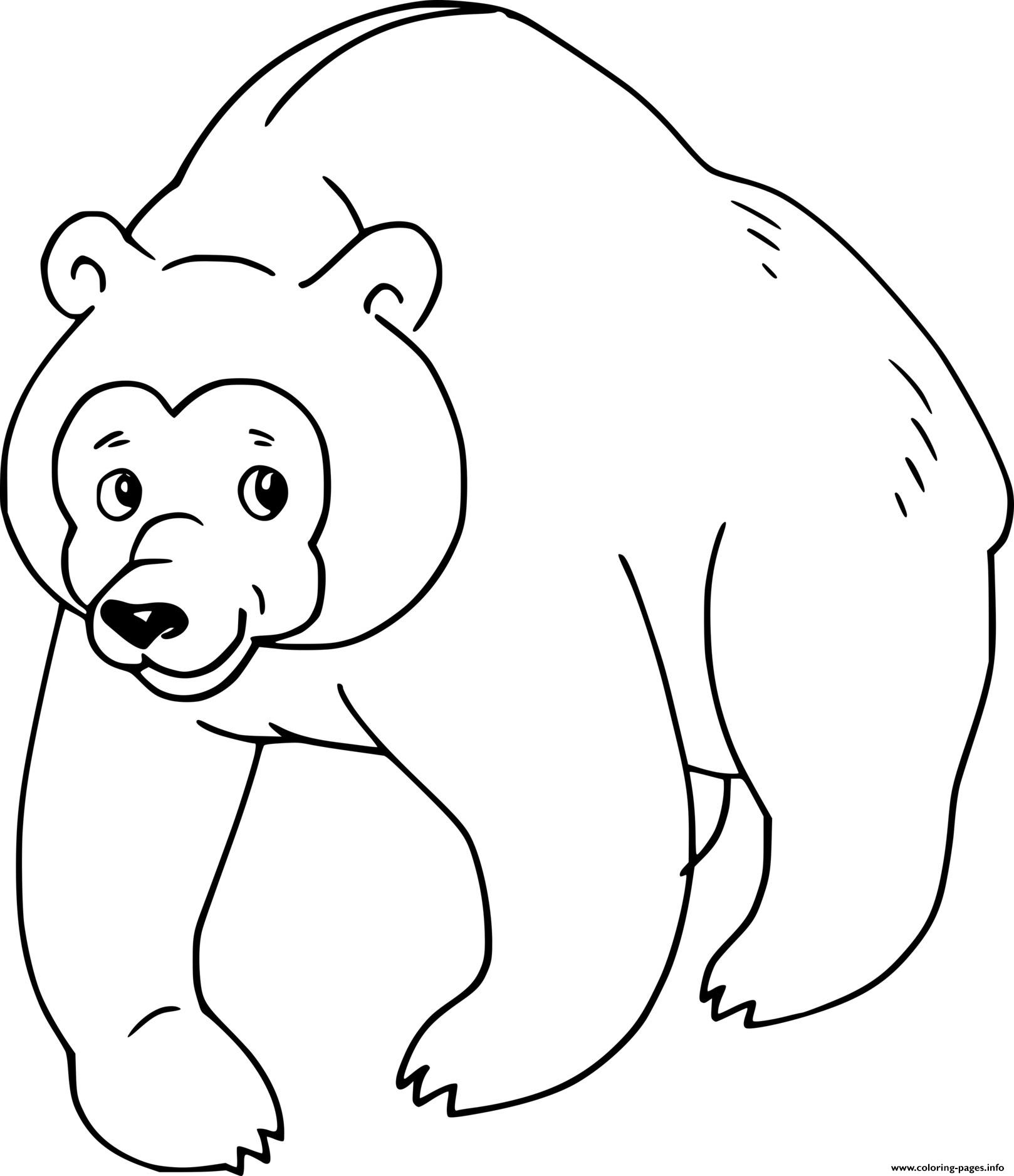 Cartoon Brown Bear Coloring Page Printable
