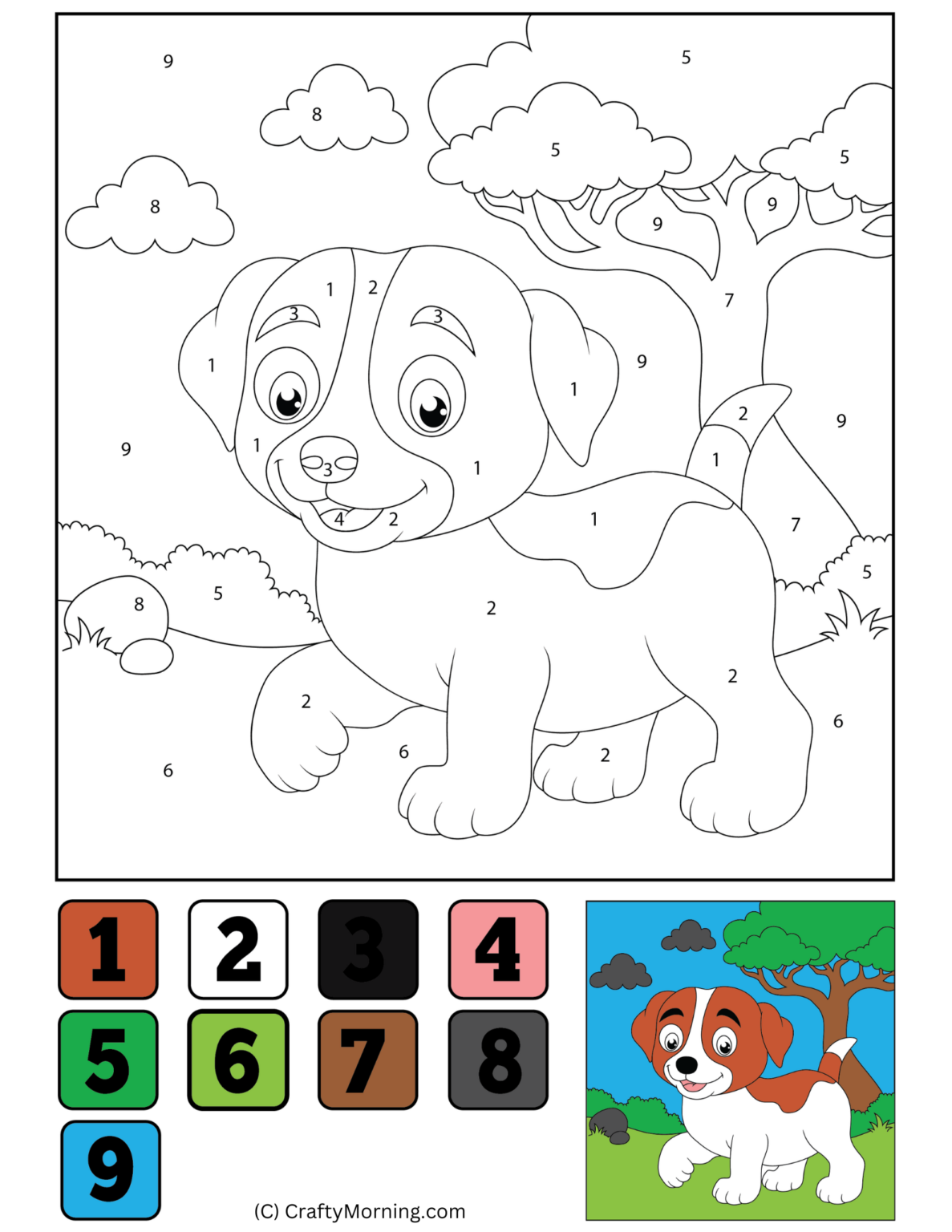 Cat Color By Number Free Printable Crafty Morning