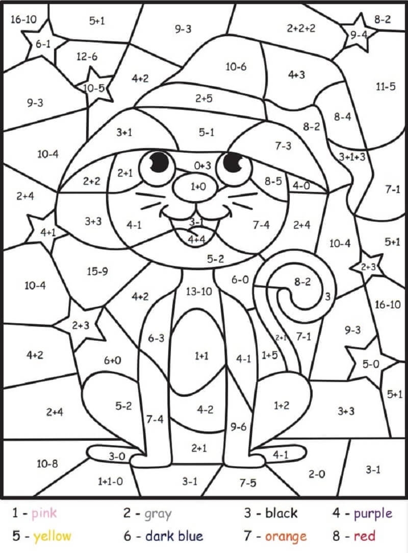 Cat Color By Number Printable Vrogue co