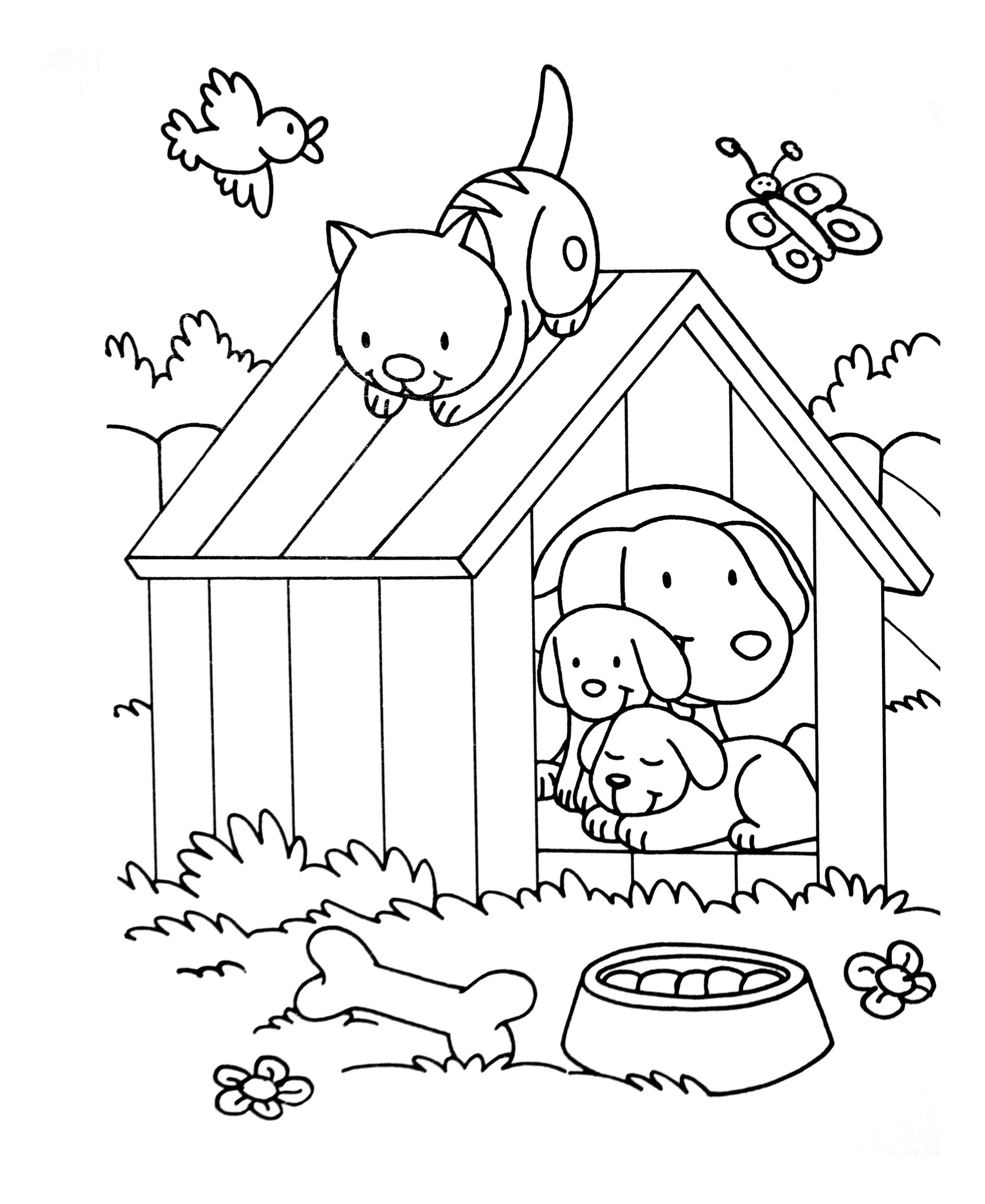 free coloring pages dogs and cats