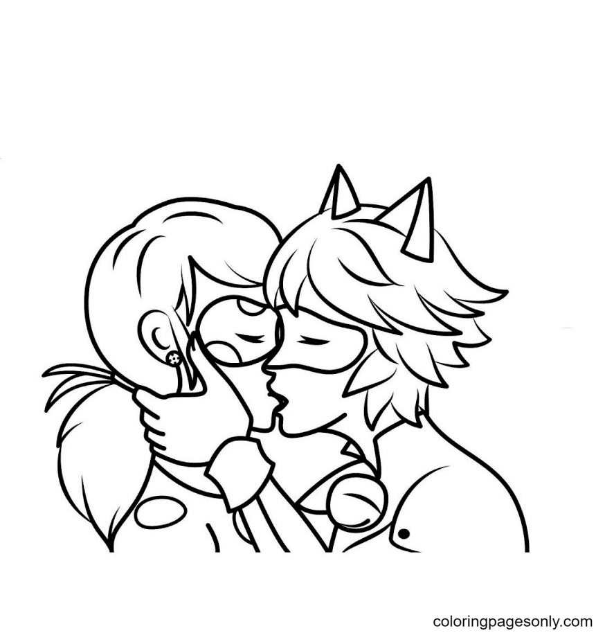 Ladybug And Cat Noir Coloring Page