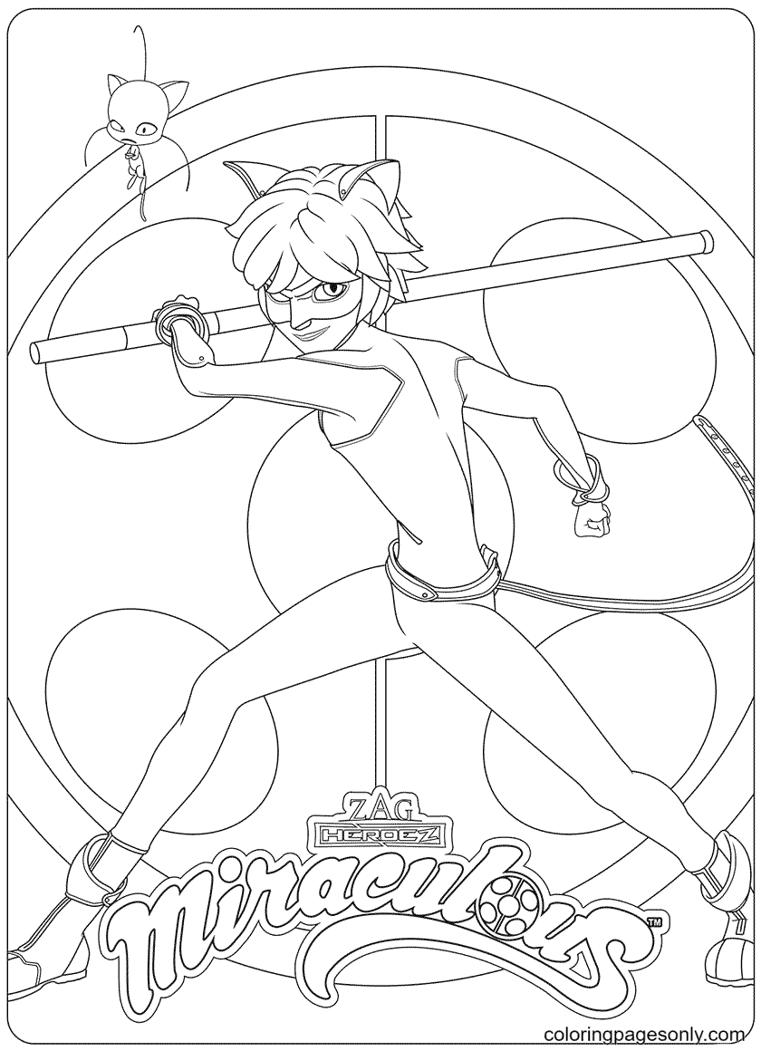 Cat Noir Miraculous Ladybug Coloring Page Free Printable Coloring Pages