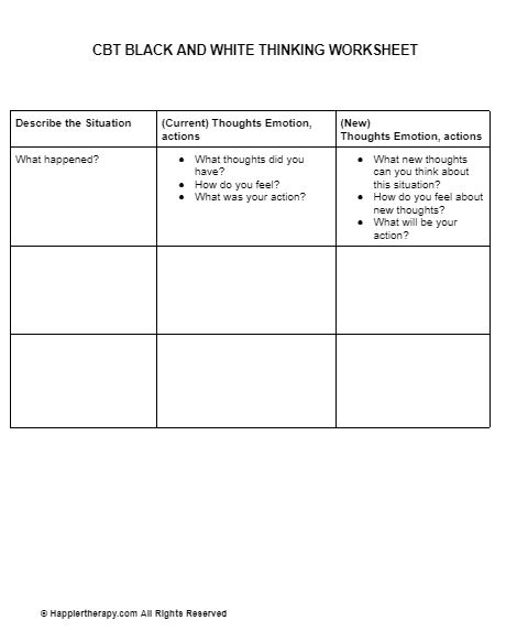 CBT BLACK AND WHITE THINKING WORKSHEET HappierTHERAPY