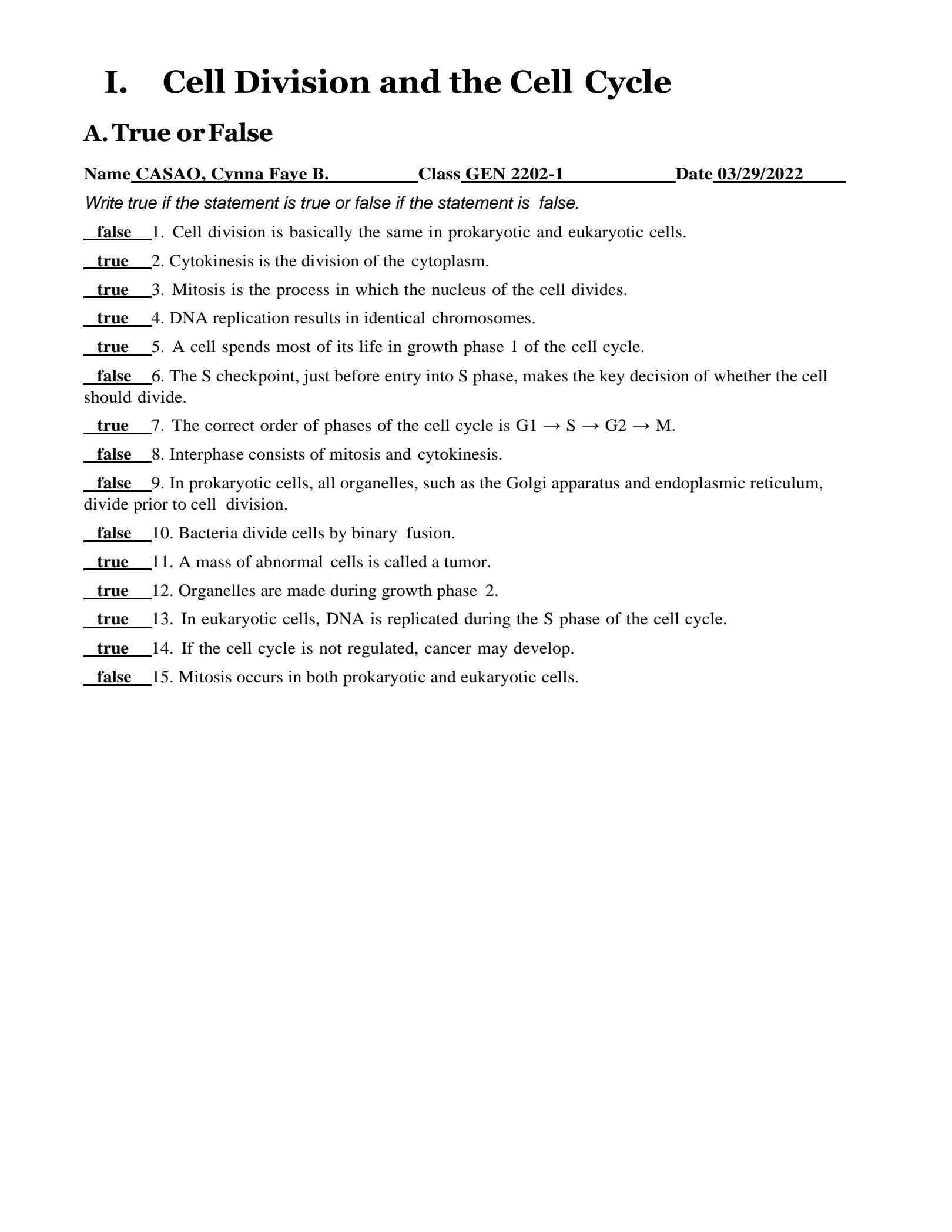 cell cycle mitosis worksheet