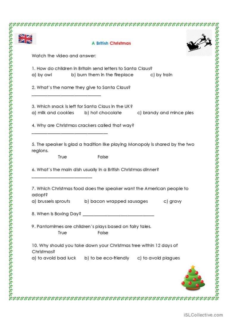 Christmas In England Worksheets Printable Worksheets