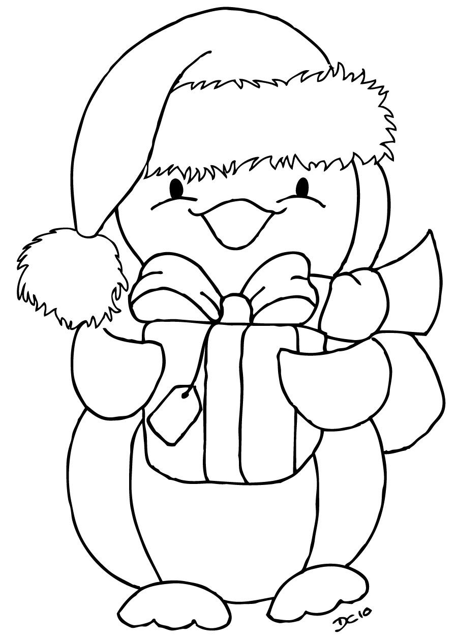 Christmas Penguin Color Page Warehouse Of Ideas