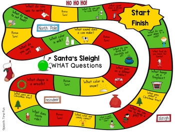 Christmas WH Question Board Games By Speech Time Fun TpT