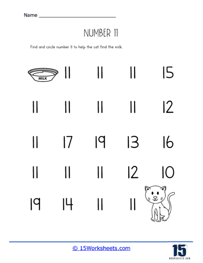Circle The Number Eleven Worksheet Twisty Noodle Worksheets Library